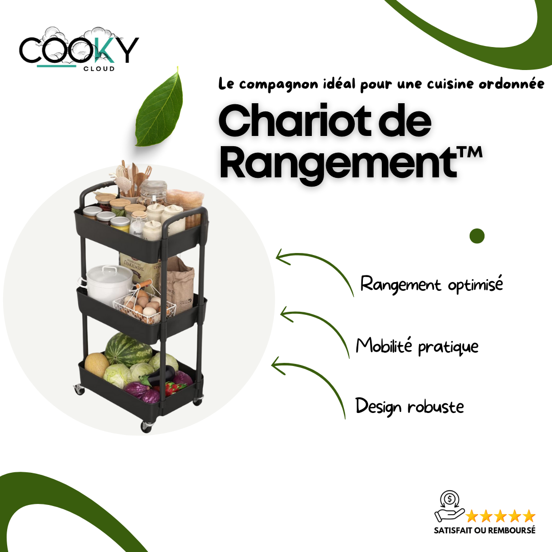 Chariot de rangement à 3 niveaux