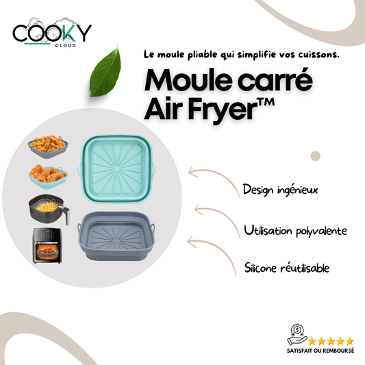 Moule carré pliable en silicone pour Air Fryer - Lot de 2